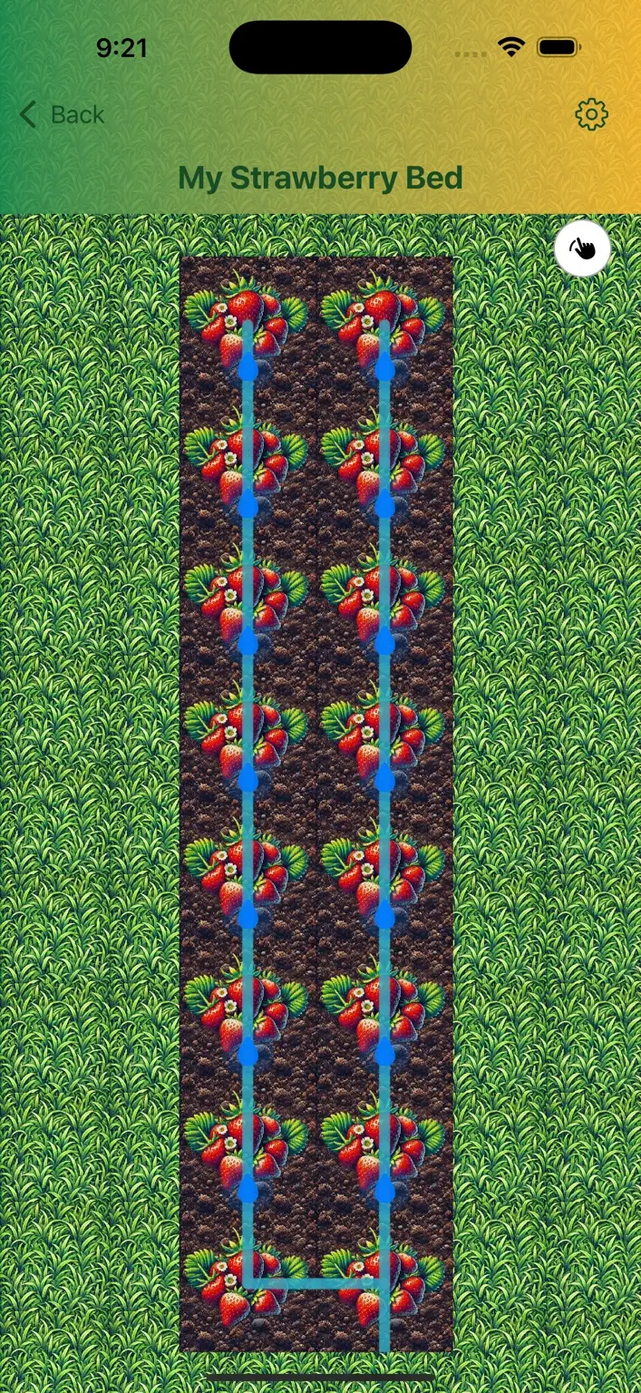 Garden bed irrigation planning view in GardenBuddy